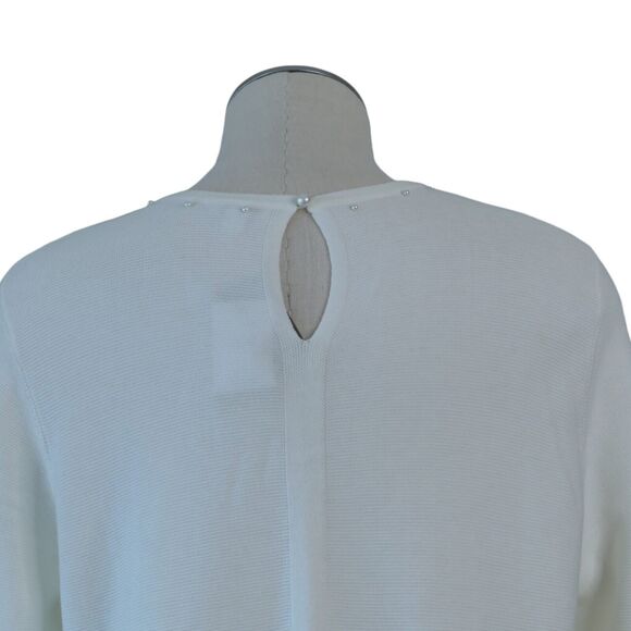 NWT J. Jill Sz XL Cream Round Neck Sweater Tunic Pearl Like Beaded Front - Picture 6 of 12